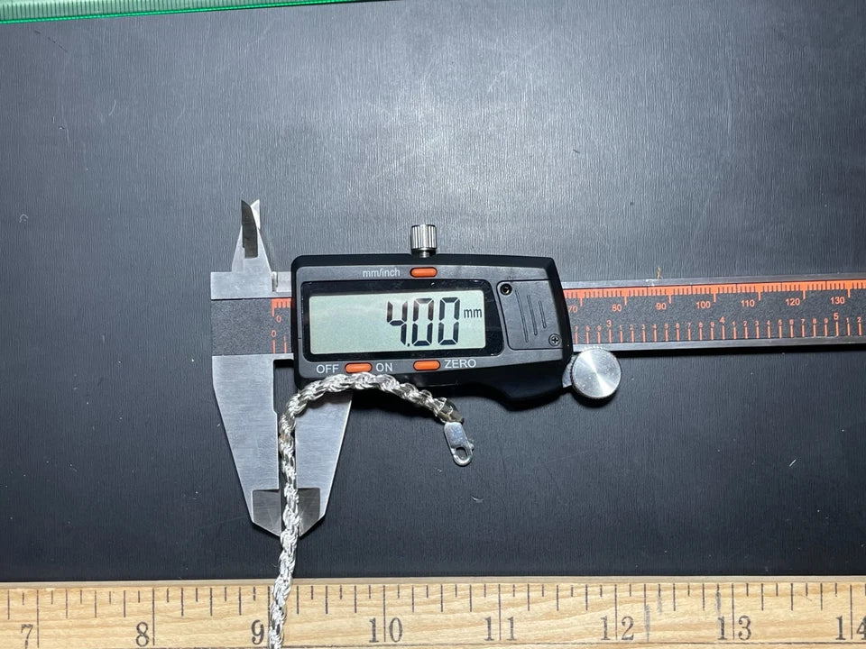 4MM ( Retail Price $475 ) Solid 925 Sterling Silver Diamond Cut Rope Link Chain