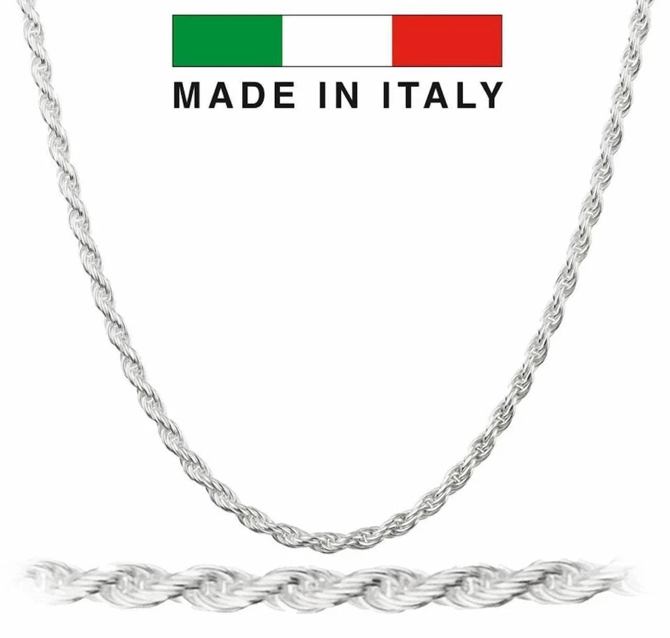 4MM ( Retail Price $475 ) Solid 925 Sterling Silver Diamond Cut Rope Link Chain