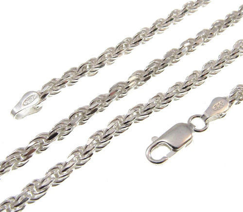 2.8MM x 18" ( Retail Price $200 ) Solid 925 Sterling Silver Diamond Cut Rope
