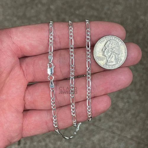 2.5 MM x 18 inch ( RETAIL PRICE $100 ) Real Italian Solid 925 Sterling Silver Figaro Link Chain