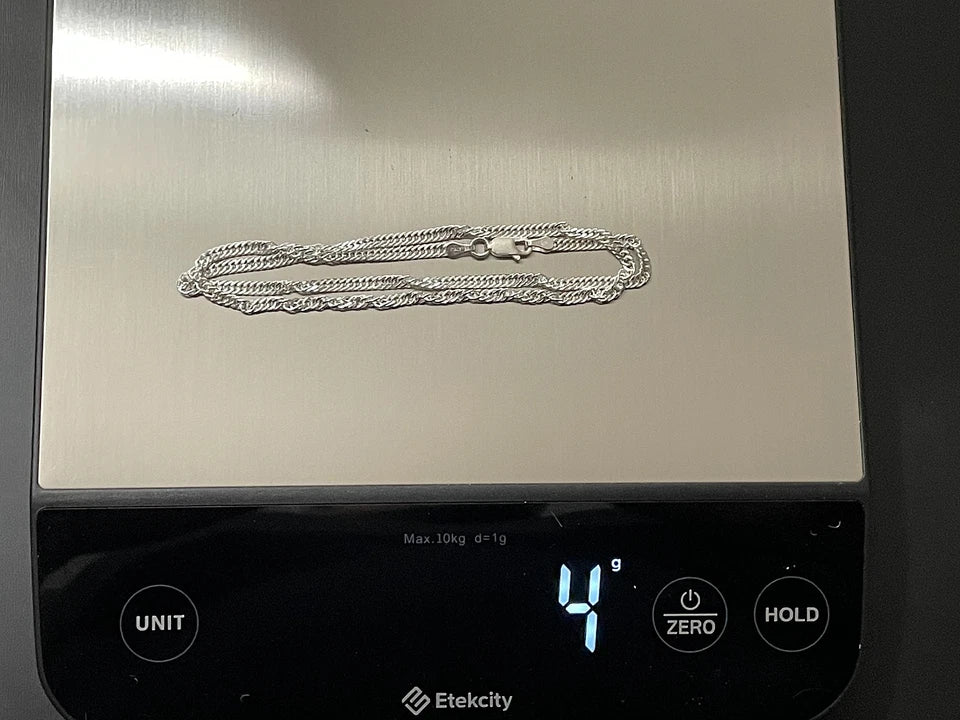 3MM ( RETAIL PRICE $100 )  Solid Italian 925 Sterling Silver Diamond Cut Singapore Chain