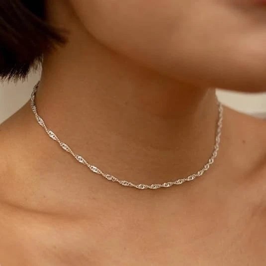 3MM ( RETAIL PRICE $100 )  Solid Italian 925 Sterling Silver Diamond Cut Singapore Chain